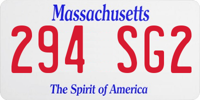 MA license plate 294SG2