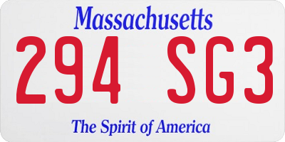 MA license plate 294SG3
