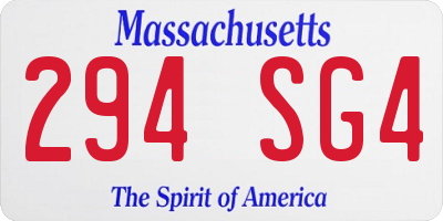 MA license plate 294SG4