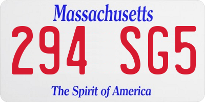 MA license plate 294SG5