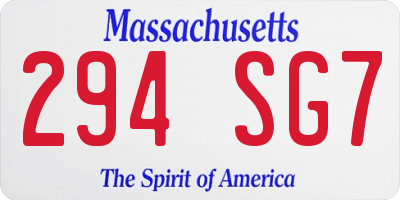 MA license plate 294SG7