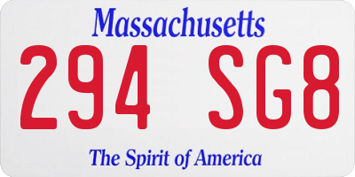 MA license plate 294SG8