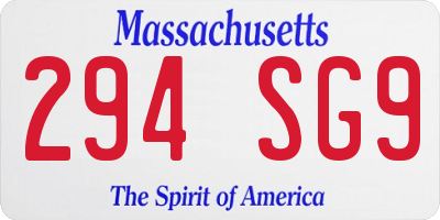 MA license plate 294SG9