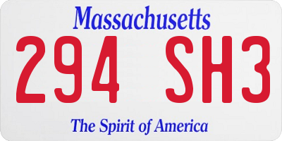 MA license plate 294SH3