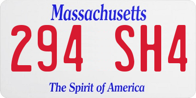 MA license plate 294SH4