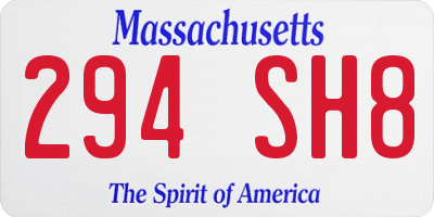 MA license plate 294SH8