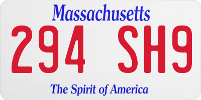 MA license plate 294SH9