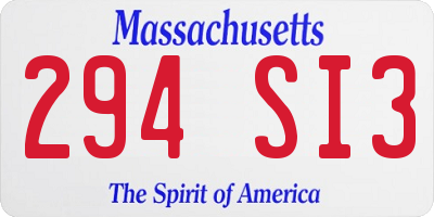 MA license plate 294SI3
