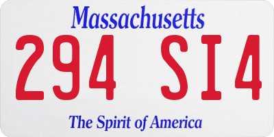 MA license plate 294SI4