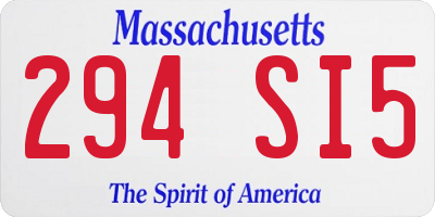 MA license plate 294SI5