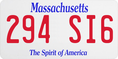 MA license plate 294SI6