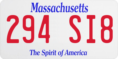 MA license plate 294SI8
