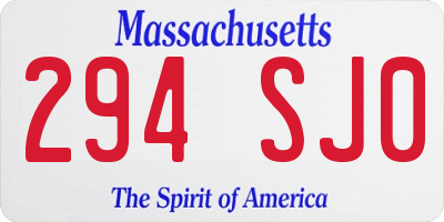 MA license plate 294SJ0