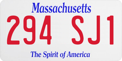 MA license plate 294SJ1