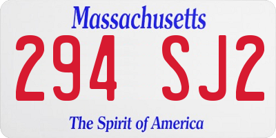 MA license plate 294SJ2