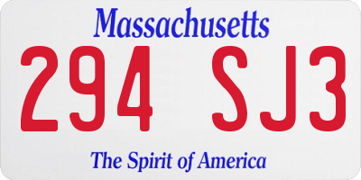 MA license plate 294SJ3
