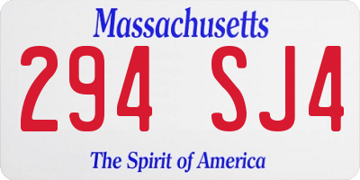 MA license plate 294SJ4
