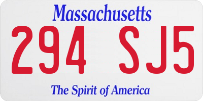 MA license plate 294SJ5