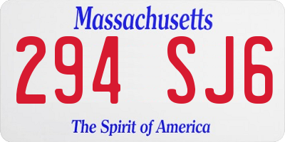 MA license plate 294SJ6