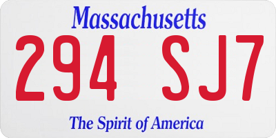 MA license plate 294SJ7