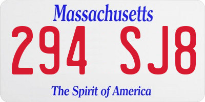 MA license plate 294SJ8