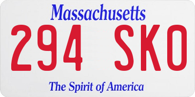 MA license plate 294SK0