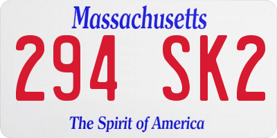 MA license plate 294SK2