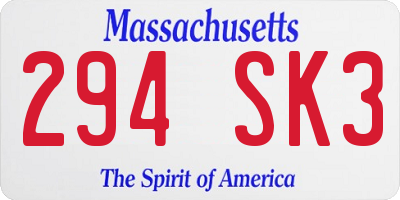 MA license plate 294SK3