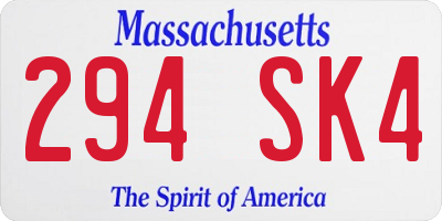 MA license plate 294SK4