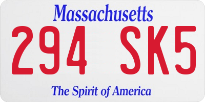 MA license plate 294SK5