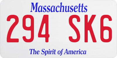 MA license plate 294SK6