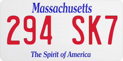 MA license plate 294SK7