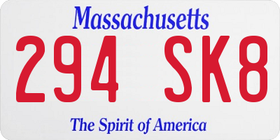 MA license plate 294SK8
