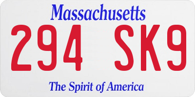 MA license plate 294SK9
