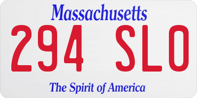 MA license plate 294SL0