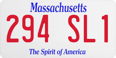 MA license plate 294SL1