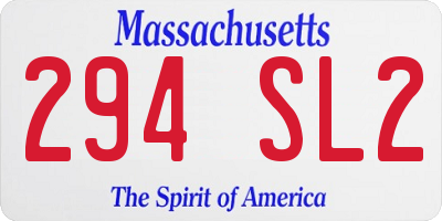 MA license plate 294SL2