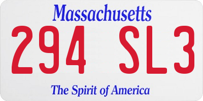 MA license plate 294SL3