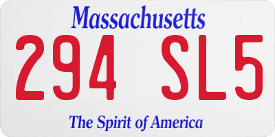 MA license plate 294SL5
