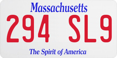 MA license plate 294SL9