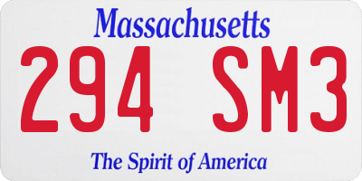 MA license plate 294SM3