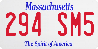 MA license plate 294SM5