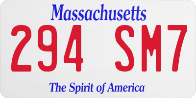 MA license plate 294SM7