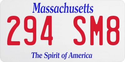 MA license plate 294SM8