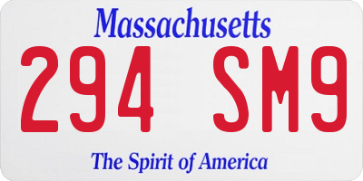 MA license plate 294SM9