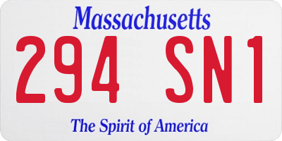 MA license plate 294SN1