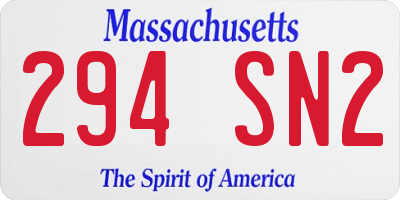 MA license plate 294SN2