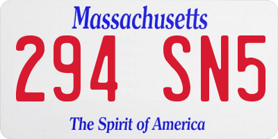 MA license plate 294SN5