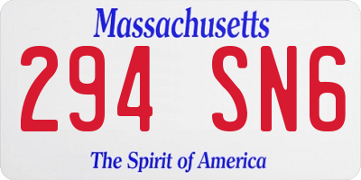 MA license plate 294SN6