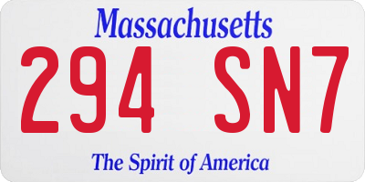 MA license plate 294SN7